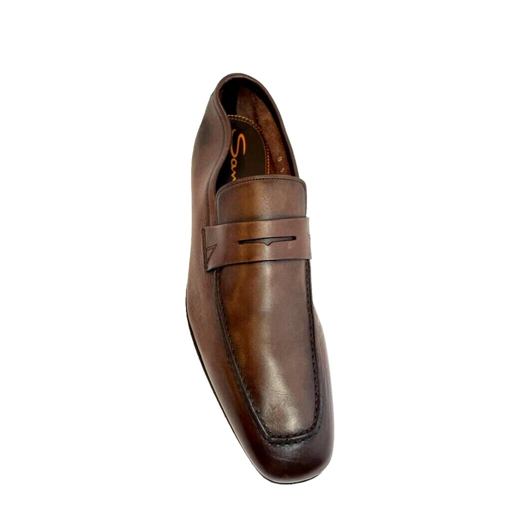 Santoni Dark Brown Leather Penny Loafer Size US 9 D Amputee RIGHT SHOE ONLY NWOB
